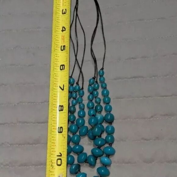 Artisan Semi-Precious Blue Bead Knotted Necklace 16" + 3" Extender - Picture 6 of 7